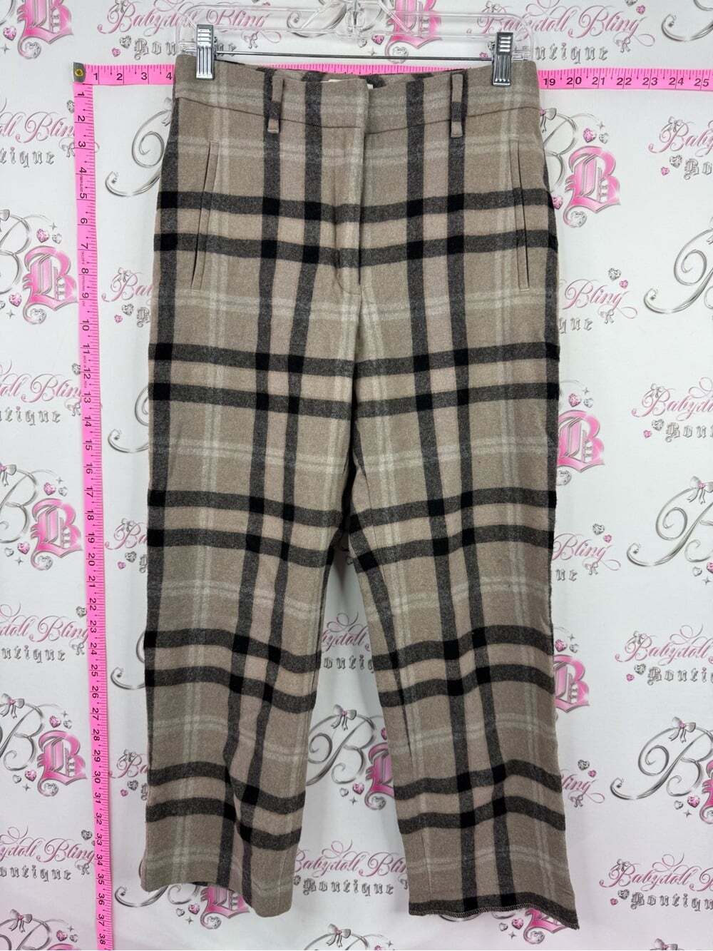 Wilfred pants plaid checker Beige and Black Plaid Wide-Leg Pants